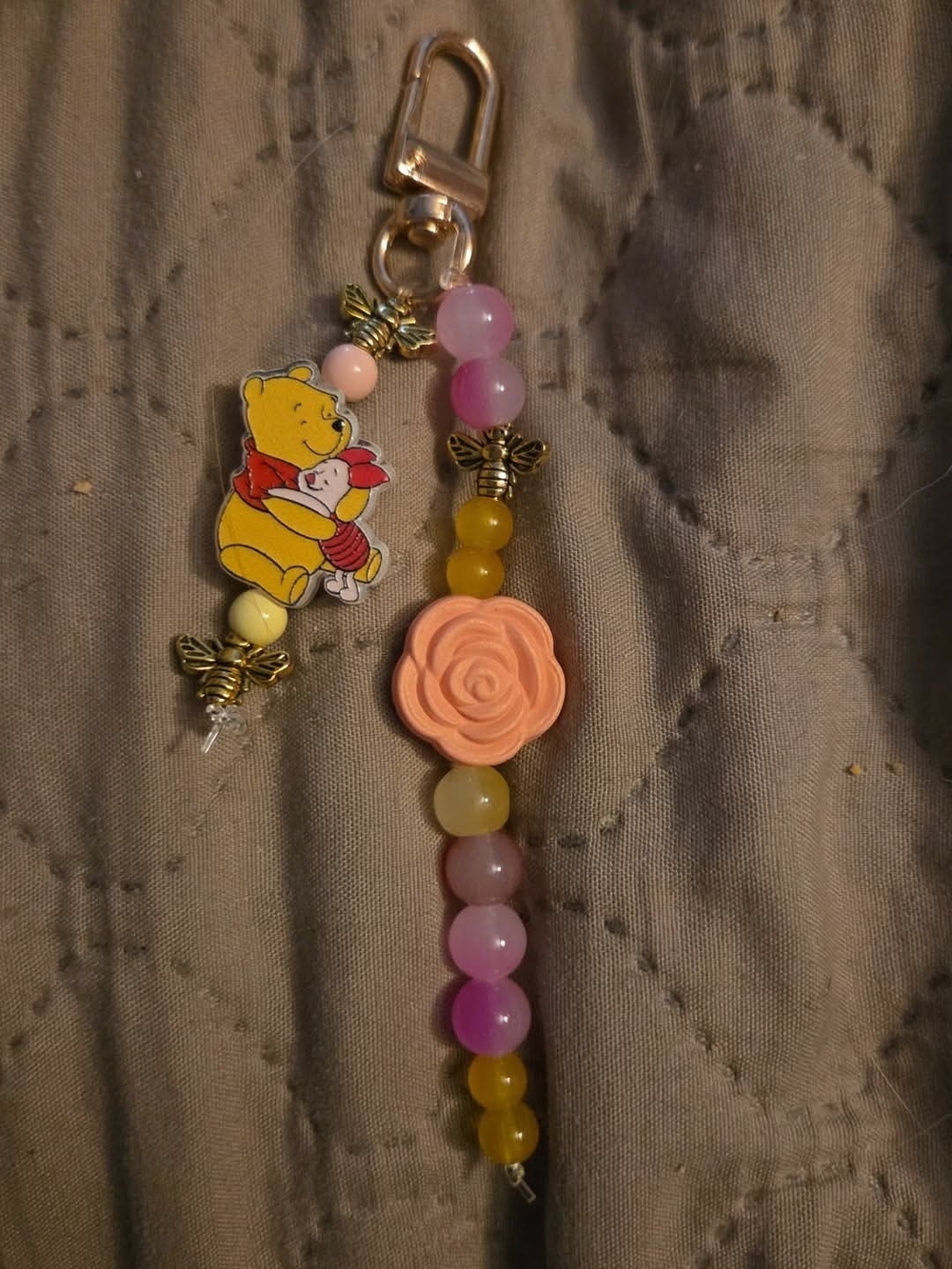 Hand Crafted Pooh And Piglet Acrylic Keychain Charm